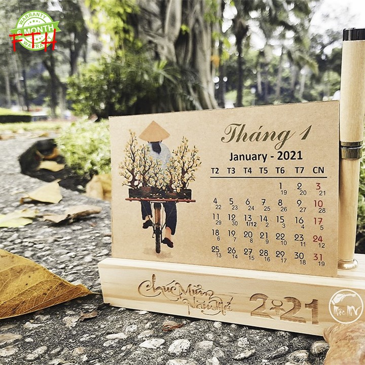 [HCM]Bộ lịch để bàn 2021 đế gỗ quà tặng ý nghĩa