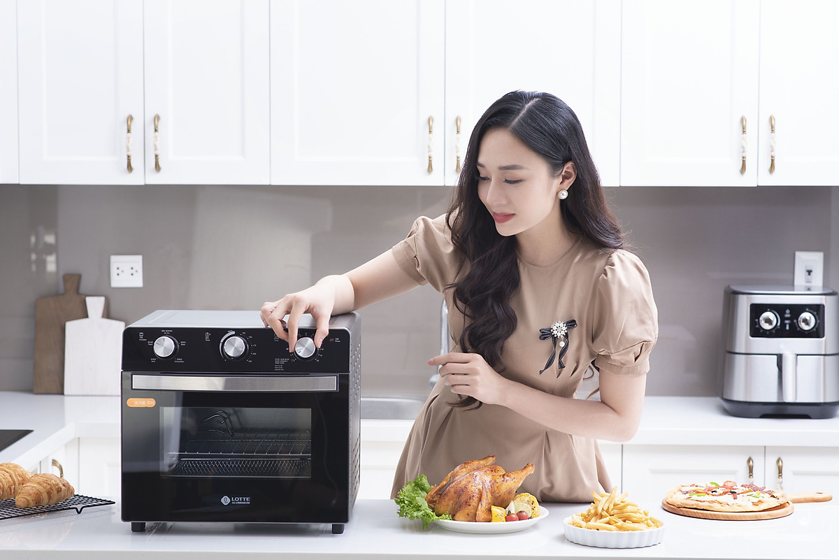 Lò Nướng kiêm nồi chiên không dầu lotte LPT-OAF23-B dung tích 23 Lít