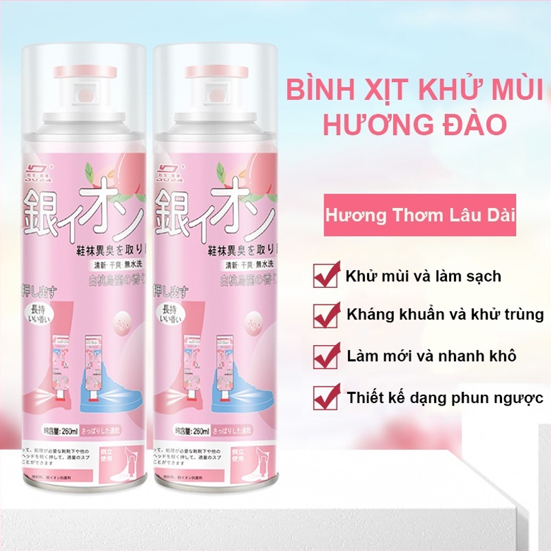 Xịt khử mùi giày, xịt khử mùi giày nano bạc, 1 chai xịt khử mùi giày nhật bản , xịt khử mùi hôi chân, xịt khử mùi tất dung tích 260ml