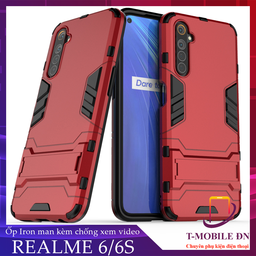 Ốp lưng Realme 6 6s chống sốc iron man bảo vệ viền và camera kèm chống xem video tiện lợi