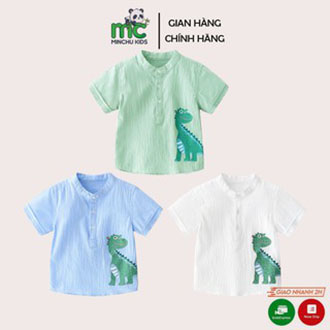Áo sơ mi đũi cho bé trai minchu kids chất liệu cao cấp size từ 10 đến 24kg