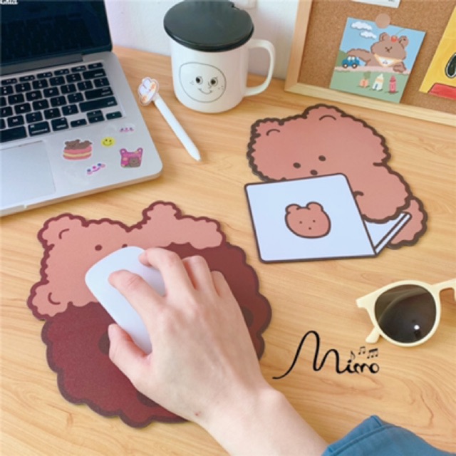 Miếng lót chuột bàn di chuột hình gấu nâu cực dễ thương