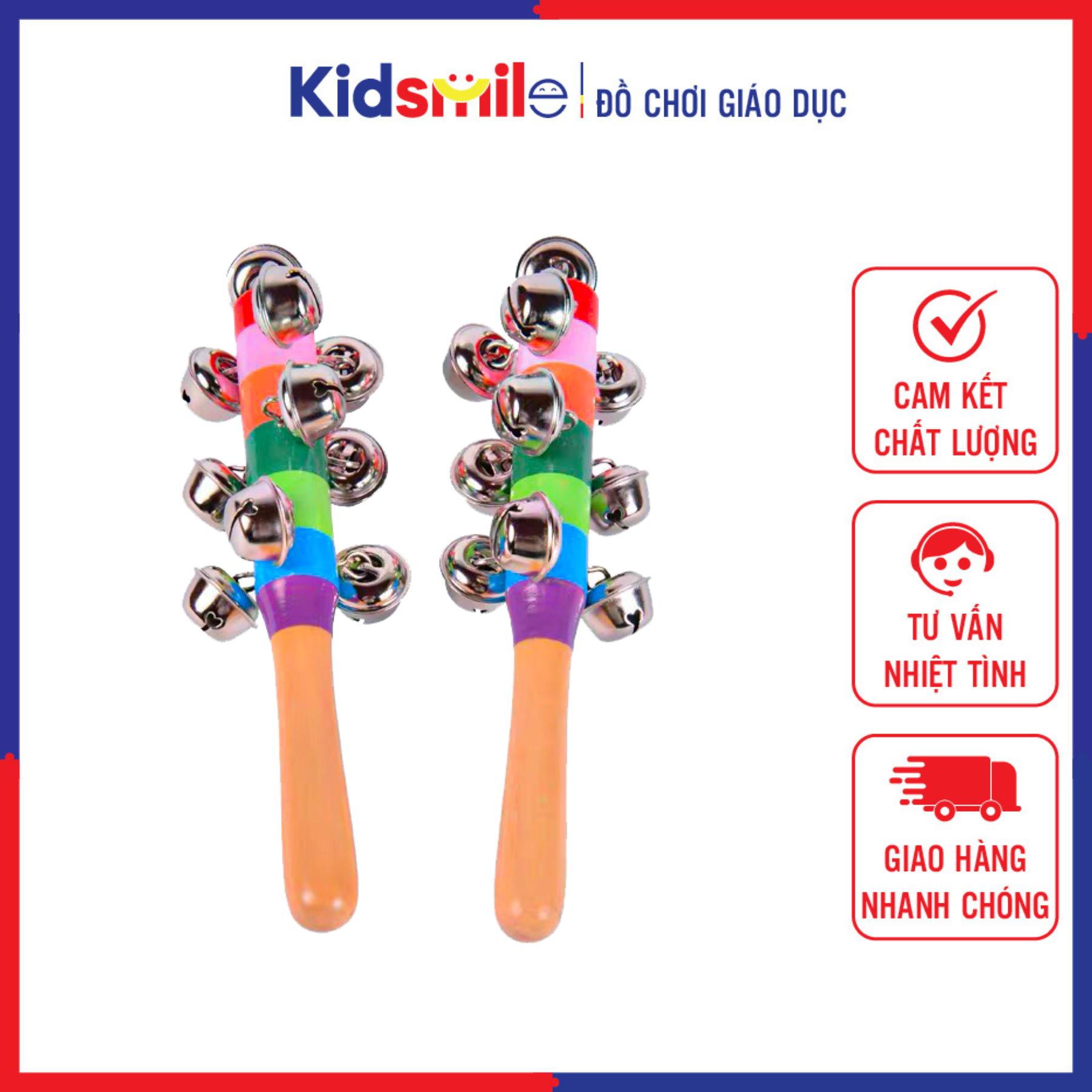 Đồ chơi âm nhạc trẻ em lục lạc ( xúc xắc ) chuôi gỗ nhiều màu giúp phát triển trí não và cảm quan cho bé từ 0 tuổi trở lên