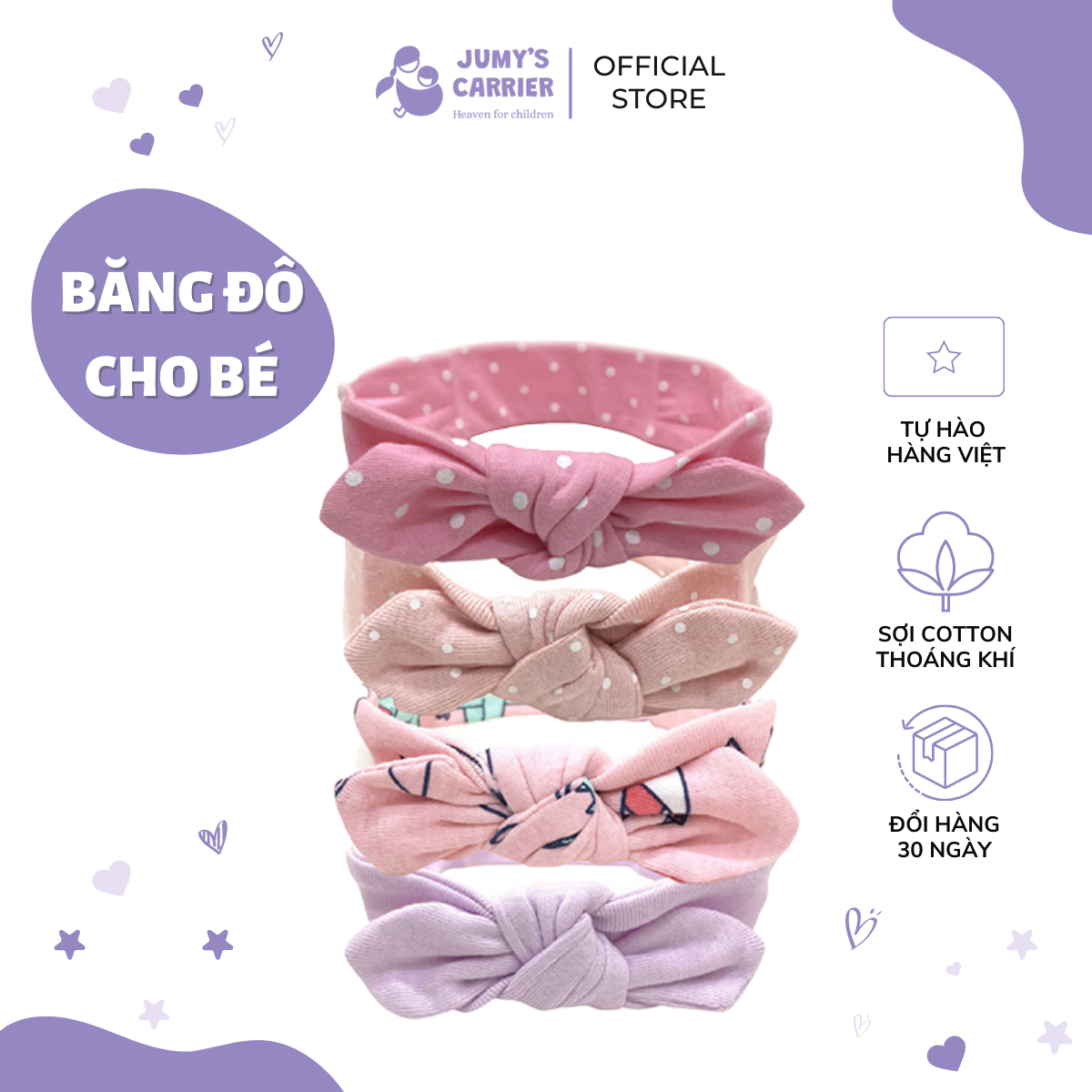 Băng đô cho bé đội đầu cute xinh xắn Set 3 cái