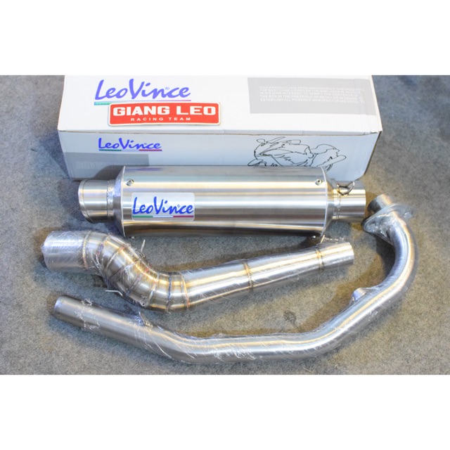 [HCM]Trọn Bộ Lon Pô Leovince Bạc Bóng Luôn Cổ 2 Khúc 304 Nhập Gắ Winner Sonic Raider Fi Ex 150