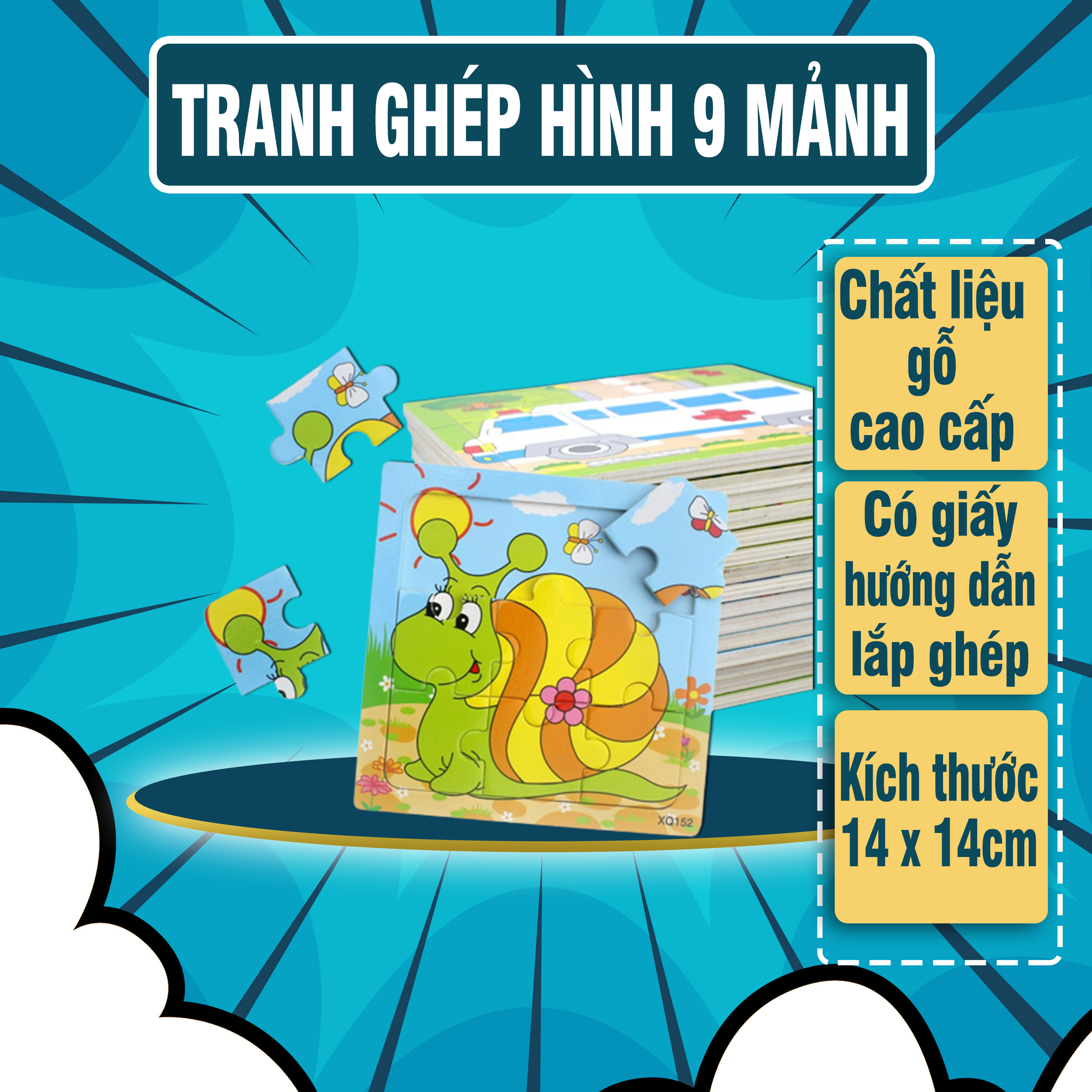 Tranh Ghép Hình 9 Mảnh - chất liệu gỗ cao cấp , nhiều hình lựa chọn - Tranh ghép gỗ, tranh ghép gỗ 9 miếng, bộ xếp hình cho bé, tranh xếp hình gỗ, Đồ chơi giá rẻ, do choi gia re, tranh xếp hình cho bé, tranh ghep hinh - Luna Baby