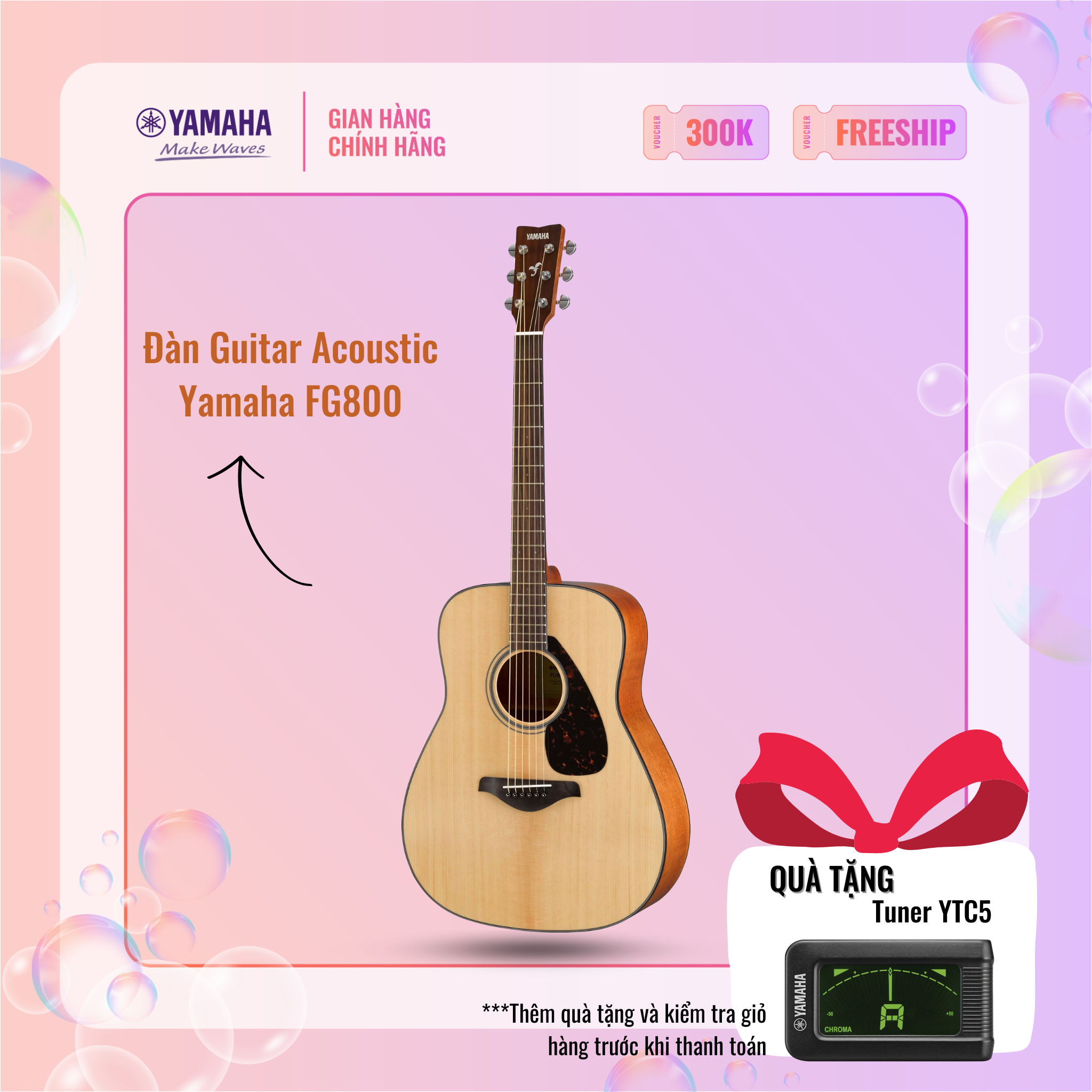 [Trả góp 0%] Đàn Guitar Acoustic YAMAHA FG800 - Thiết kế đơn giản, truyền thống, phù hợp cho người mới bắt đầu chơi đàn, bảo hành chính hãng 12 tháng