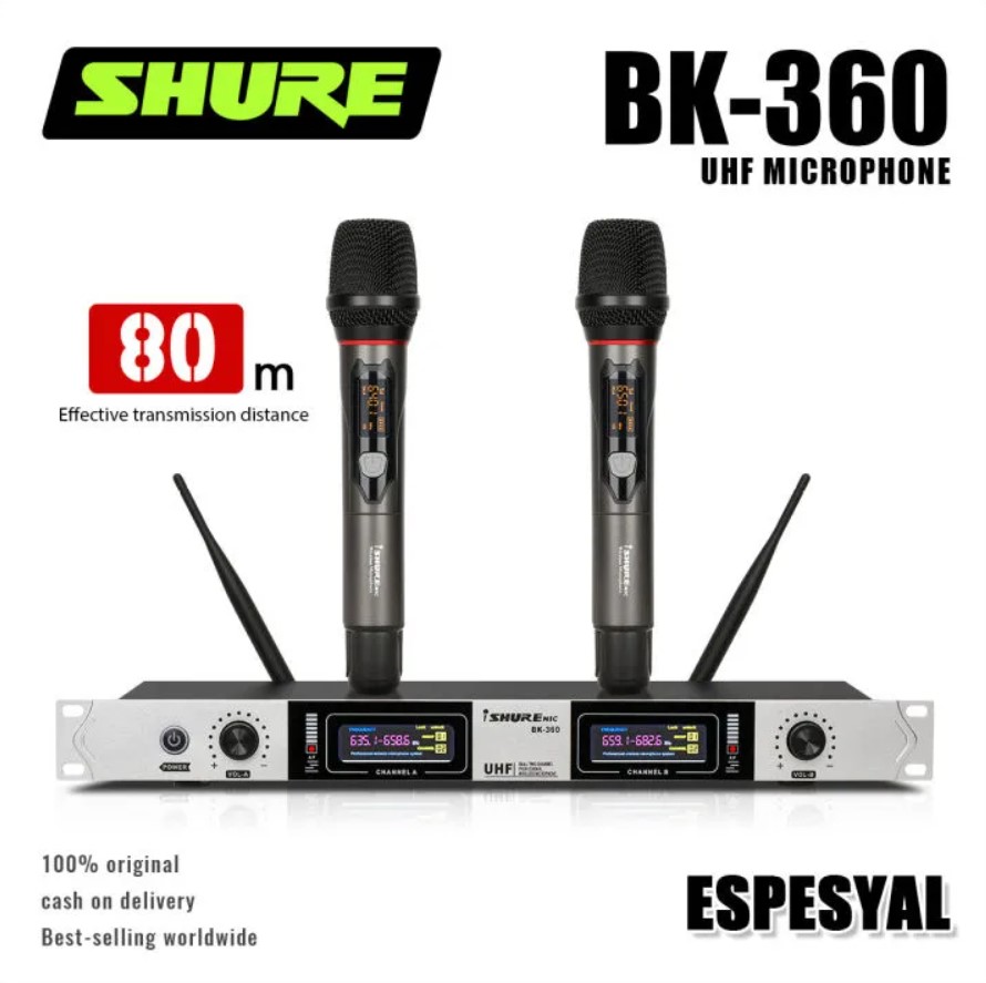 Micro Không Dây Shure BK360 Chống Hú Thế Hệ Mới Sóng Uhf Siêu Mạnh Lên Đến 80M Bắt Âm Cực Chuẩn Chống Nhiễu Tốt Tần Số Sóng Ổn Định Loại Bỏ Tiếng Ồn Tạp Âm BH 1 THÁNG