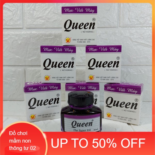 Mực viết bút máy Queen màu tím, xanh, đen