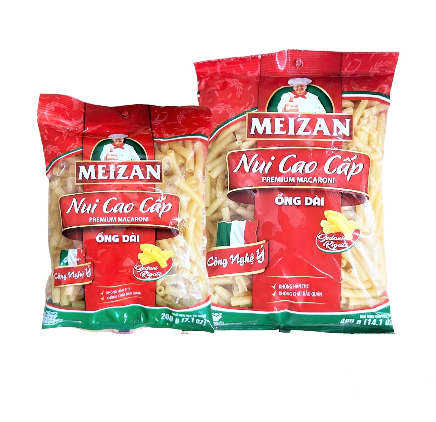 Nui cao cấp ống dài meizan 400g/200g