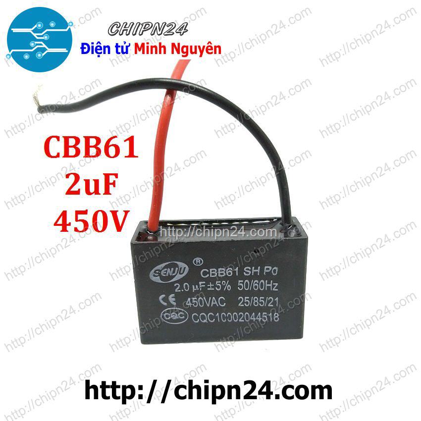 Tụ quạt cbb61 2uf 450v