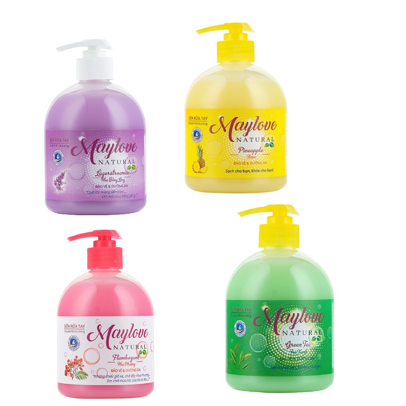 Combo 4 Chai Sữa rửa tay Maylove Đủ hương - Đủ màu Siêu tiết kiệm 500ml/chai