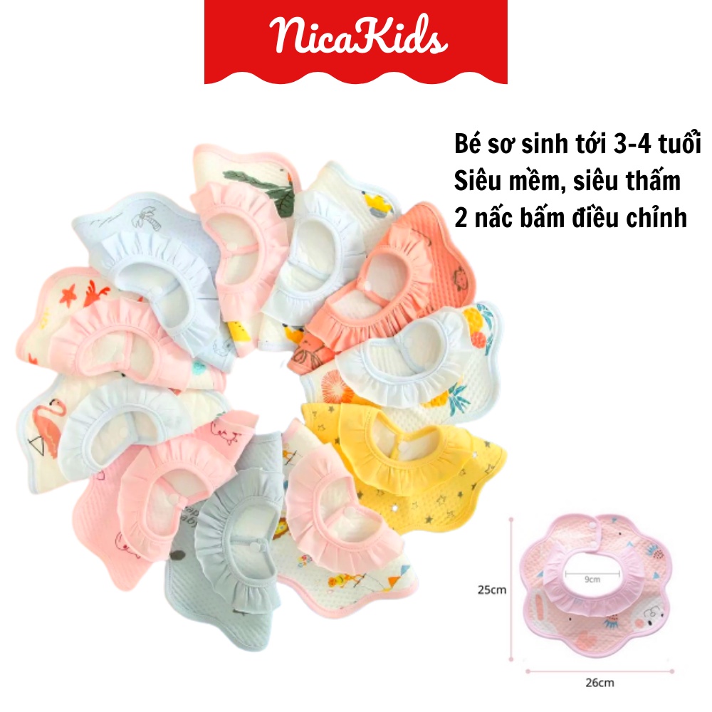 Yếm ăn dặm cho bé dưới 3 tuổi viền bèo chống thấm xoay 360 độ Y001