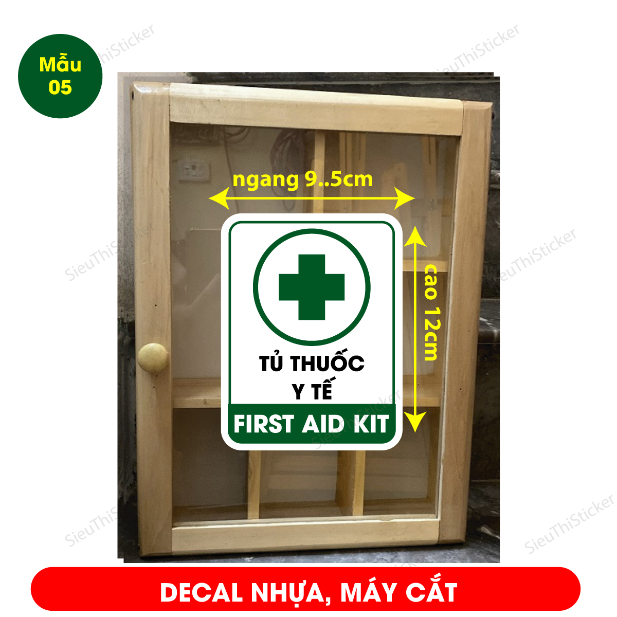 Combo 2 miếng decal nhựa dùng dán tủ thuốc y tế, tủ thuốc cá nhân, tủ y tế - CÓ KEO DÁN