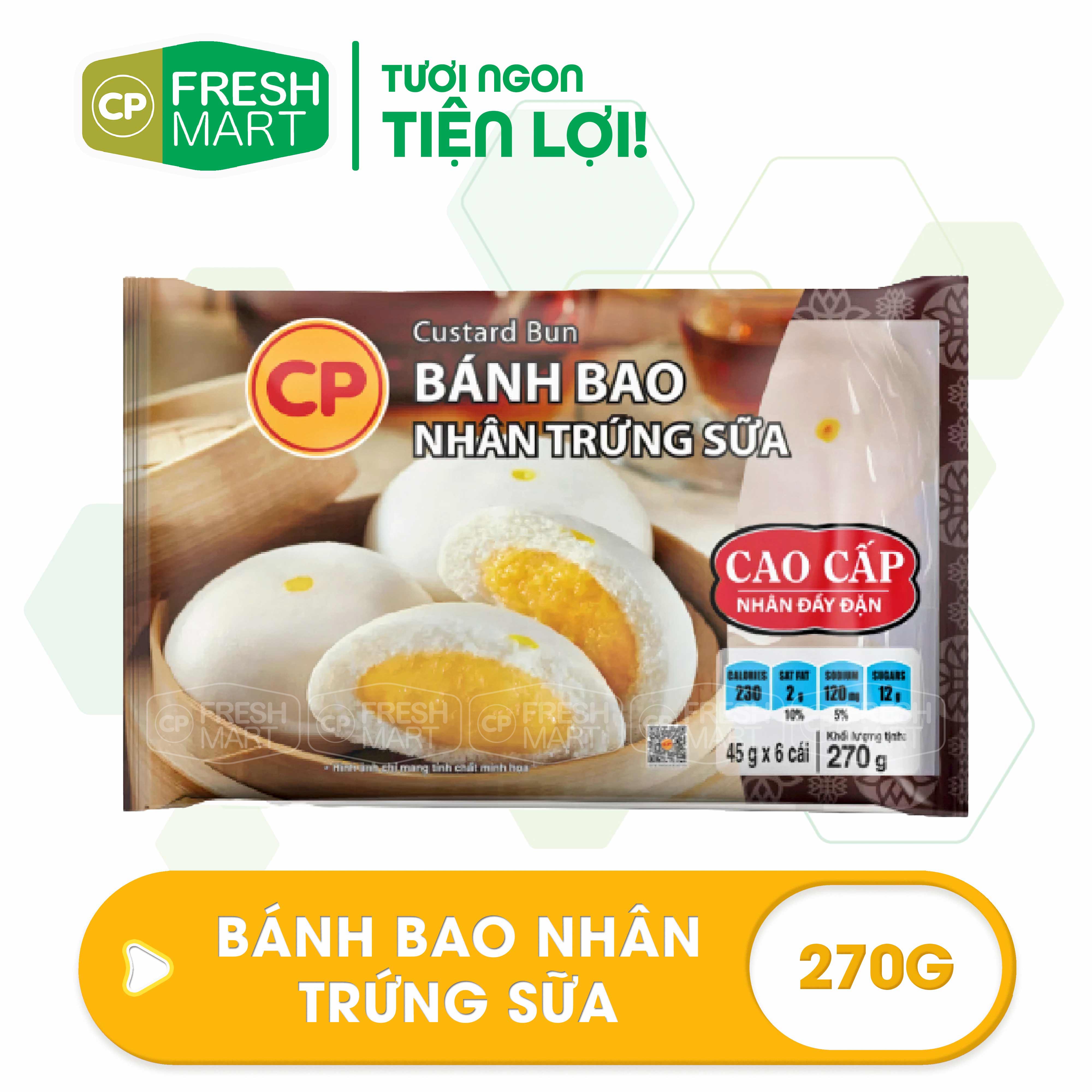 [Giao HCM] Bánh Bao Nhân Trứng Sữa CP (6 cái) - Chế Biến Sẵn CP Foods - Thơm ngon tiện lợi - CP Fresh Mart