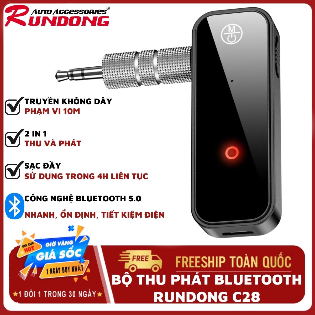 (HCM Freeship) Bộ thu phát âm thanh không dây Rundong C28 2 trong 1, Adapter Âm Thanh Không Dây Cho Ô Tô  và các thiết bị âm thanh gia đình