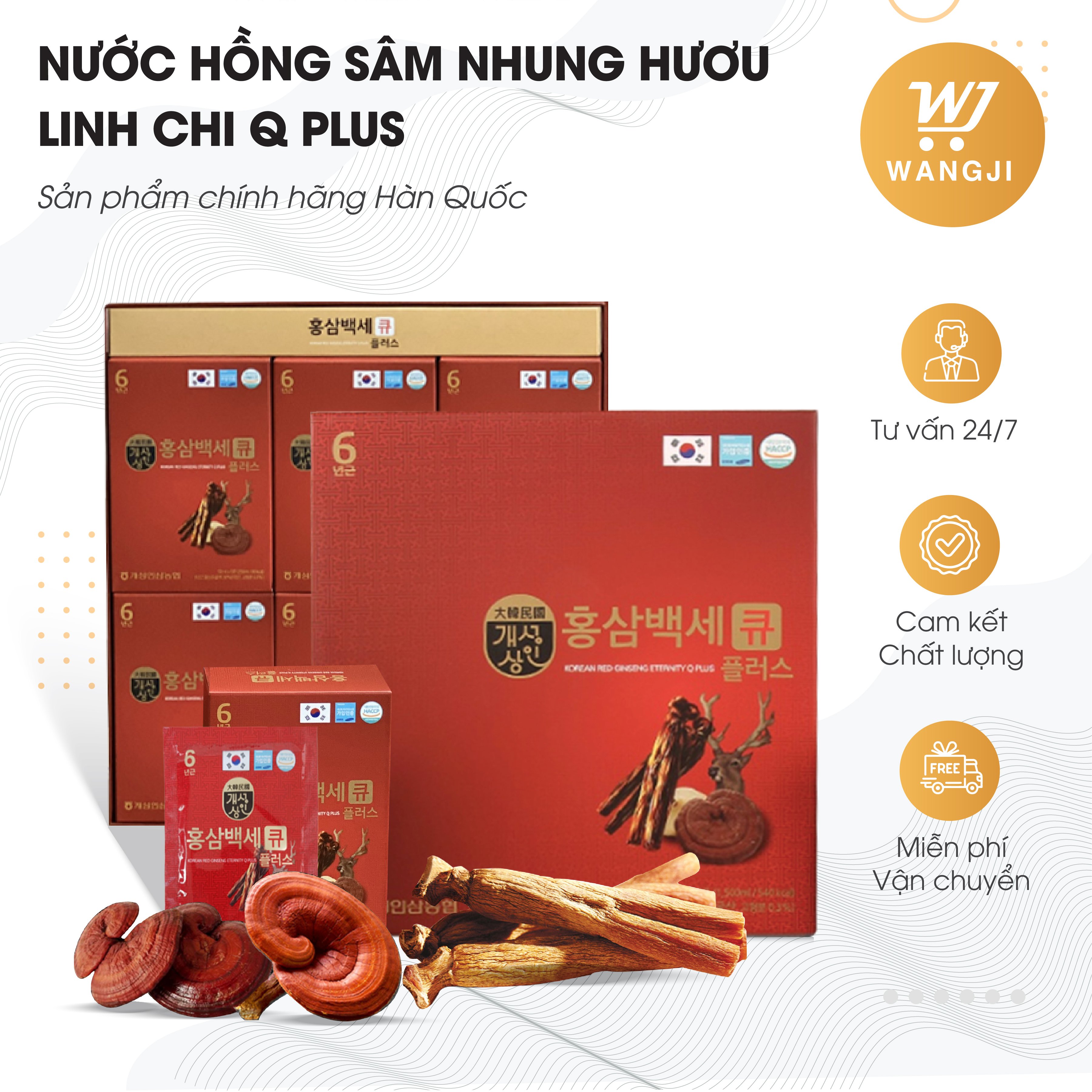 Nước Hồng sâm Nhung hươu Nonghyup Q Plus Hàn Quốc (30 gói x 50 ml) kèm túi xách