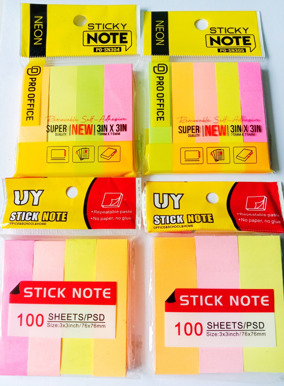 Giấy note màu 80, 100 tờ 75 x 75 mm các loại
