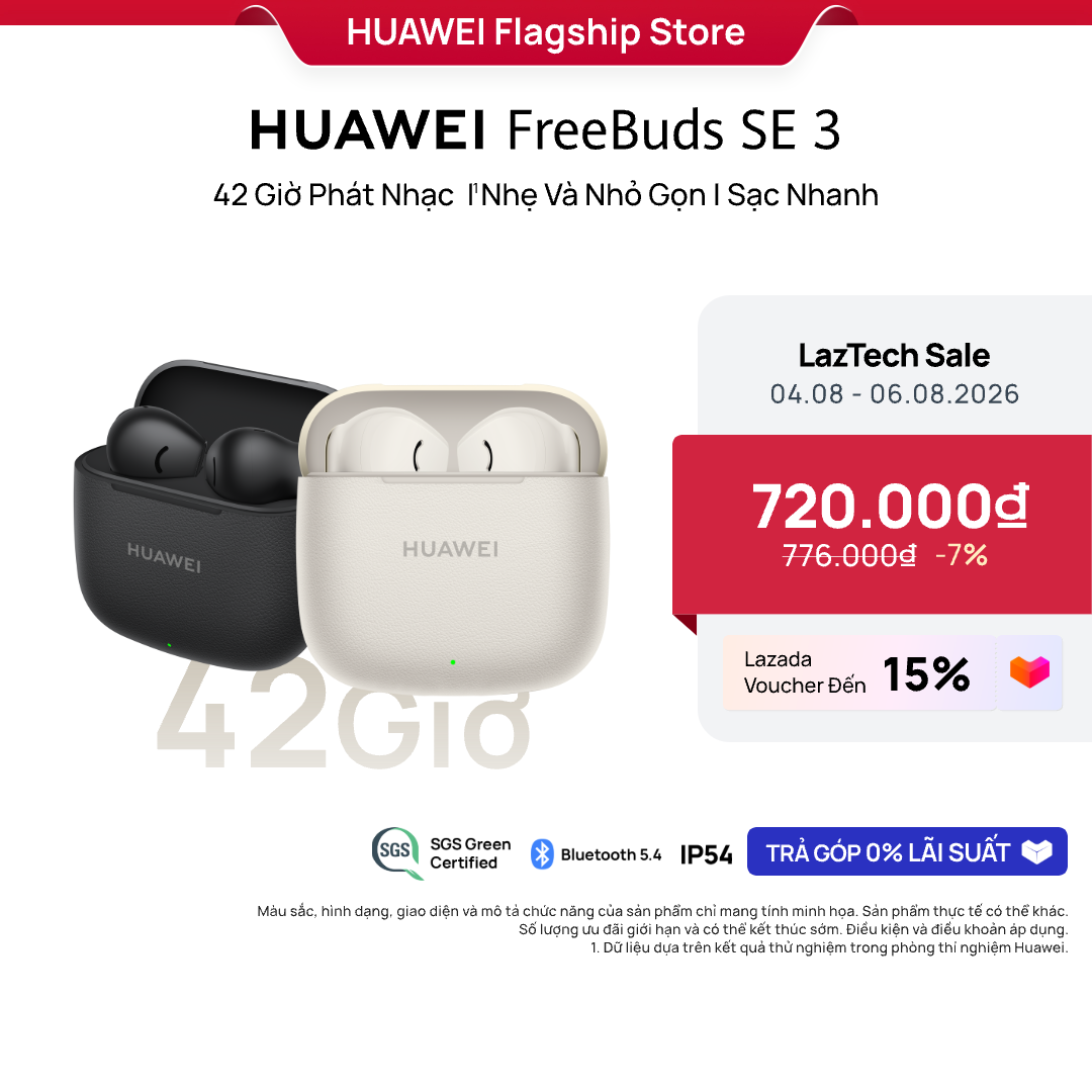 Tai Nghe Bluetooth HUAWEI FreeBuds SE 3 | 42 Giờ Phát Nhạc | Nhẹ Và Nhỏ Gọn | Sạc Nhanh