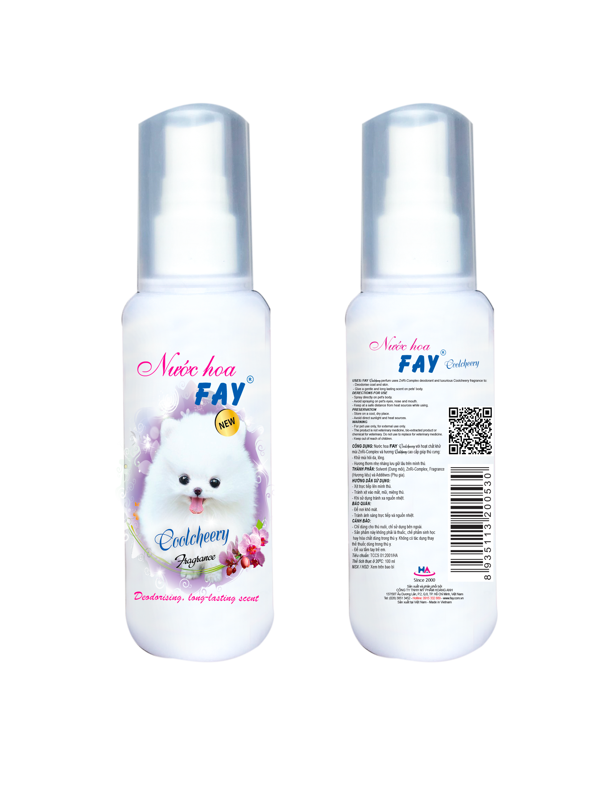 Nước hoa FAY Coolcheery 90 ml - Khử mùi hôi lông, hương thơm dịu mát
