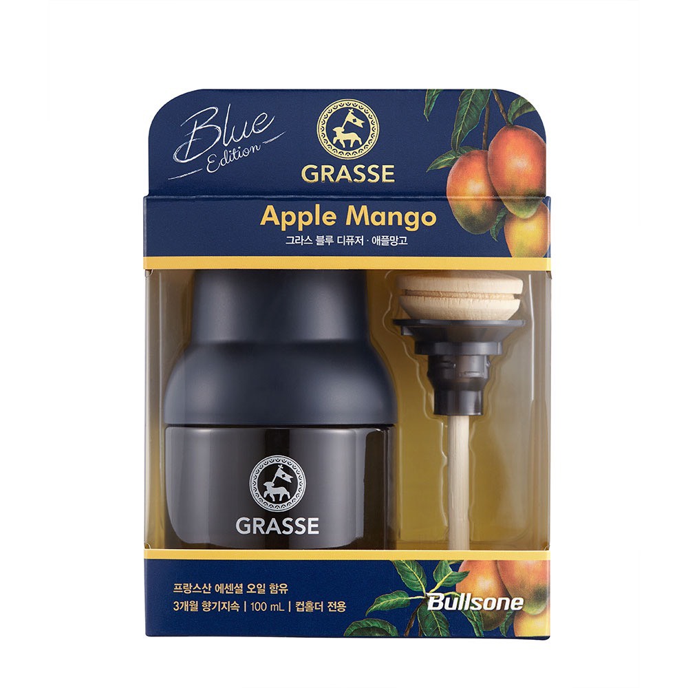 Nước Hoa Ô tô Grasse Hàn Quốc 100ml Hộp XANH -Hương Táo Xoài Thơm Dịu, kiểu dáng sang trọng, đặt trên taplo hoặc bàn làm việc