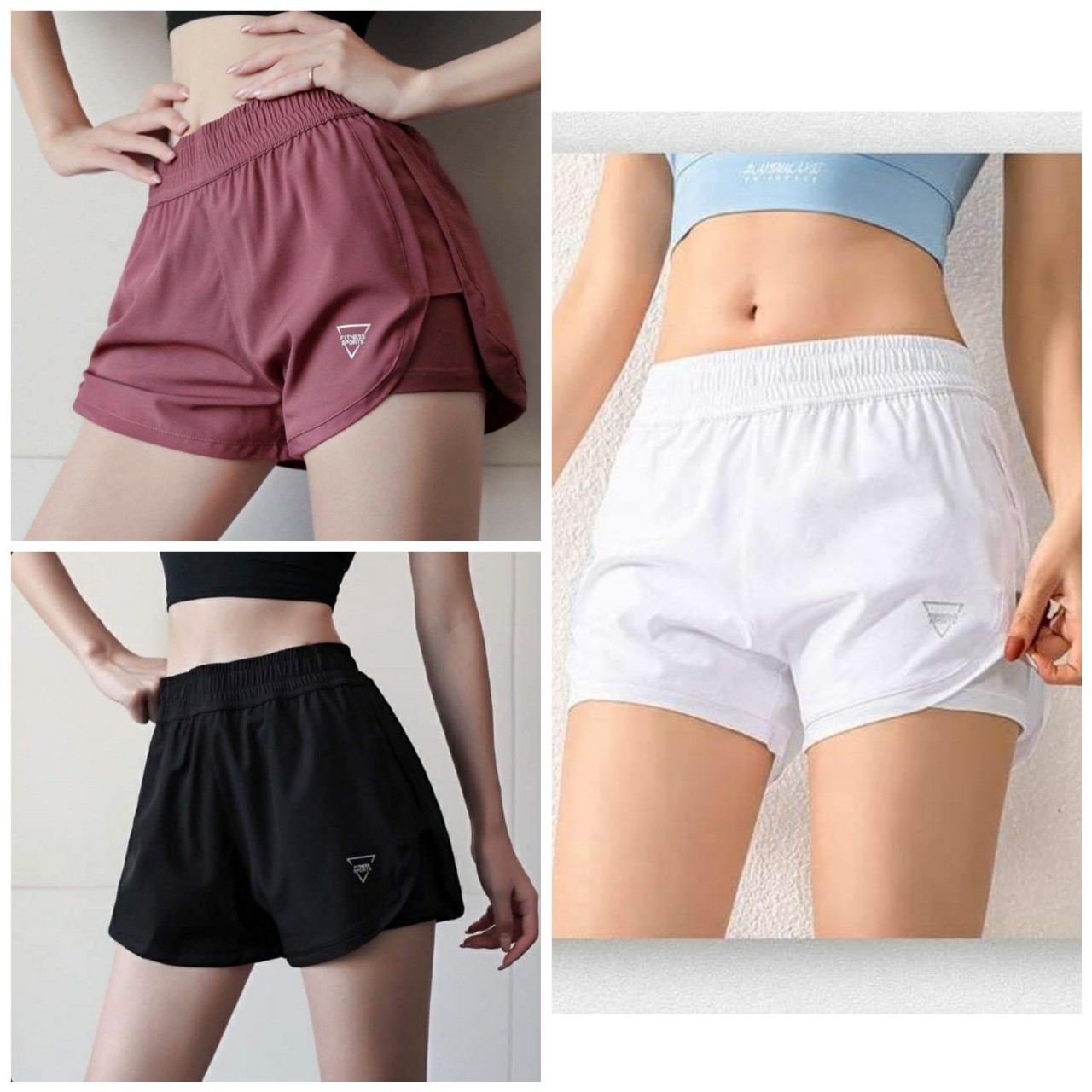 Quần đùi gym yoga thể thao 2 lớp chất đẹp và mịn