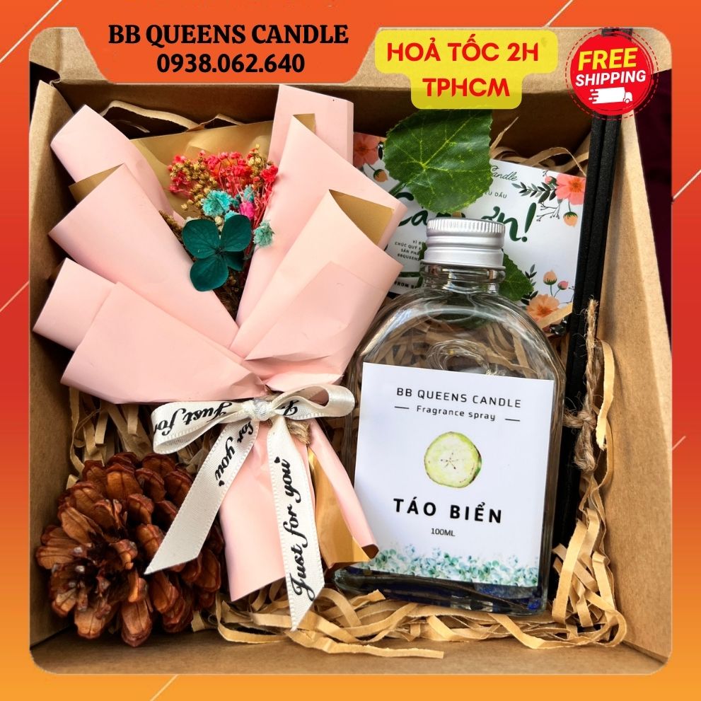 Set quà tặng tinh dầu khuếch tán thơm phòng bb queens trang trí vintage