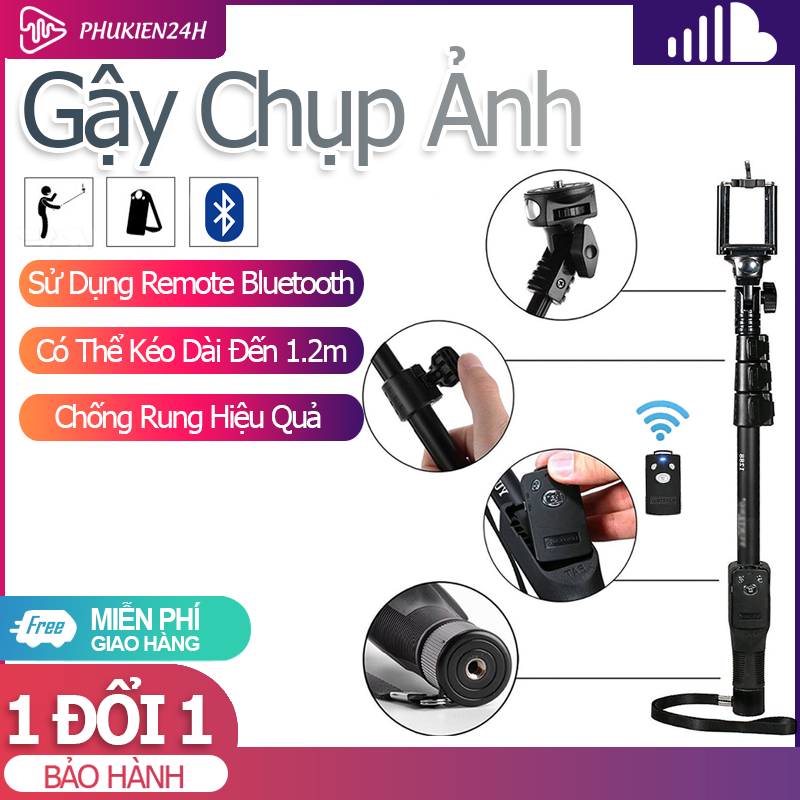 Gậy chụp ảnh selfie - Gậy chụp bluetooth dành cho điện thoại có remote điều khiển từ xa