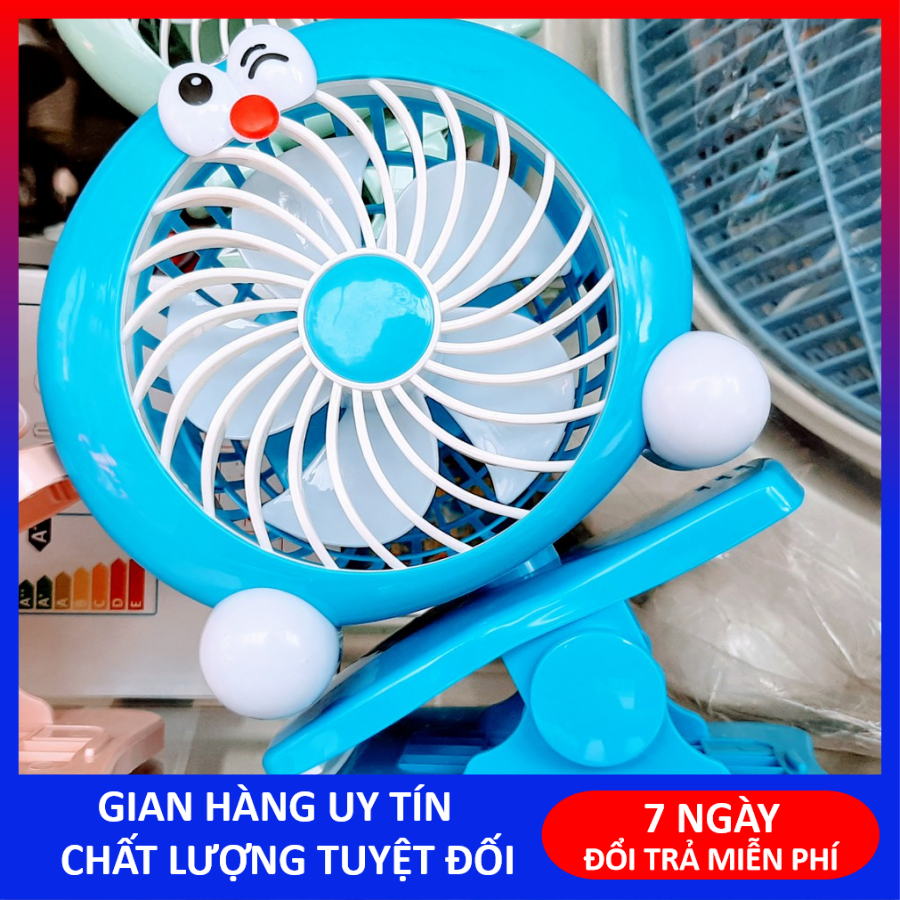 Quạt mini kẹp bàn tích điện hình thú đủ mẫu chon lựa, quạt kẹp bàn sạc điện, quạt mini doremon, quạt mini hoạt hình