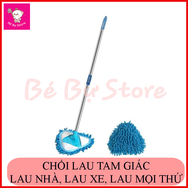 Cây Lau Nhà Hình Tam Giác Có Thể Điều Chỉnh Xoay 180 Độ - Lau Tường, Lau Xe, Lau Trần Nhà, Lau Mọi Thứ