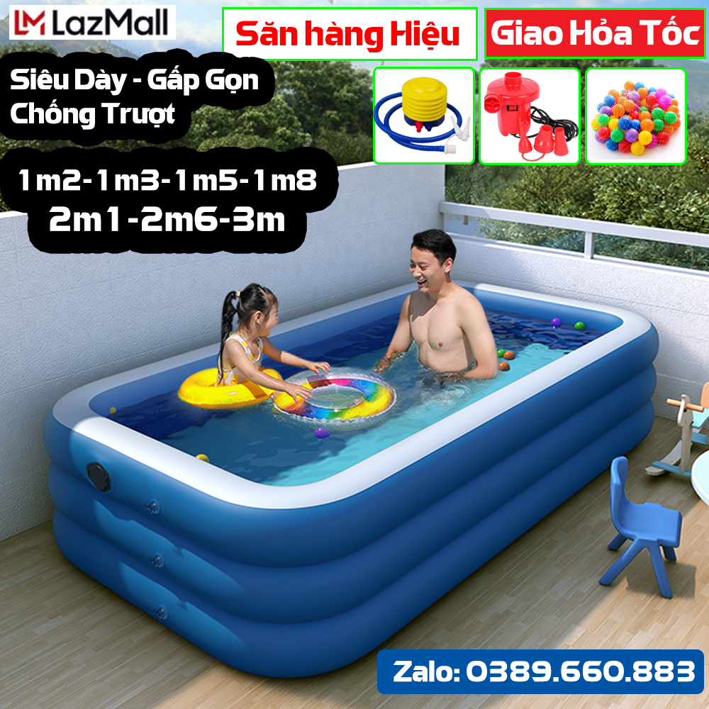 Bể Phao Bể bơi 3 tầng 1m2 1m35 1m5 1m8 2m1 K65 Thiết kế đẹp thành bể dày 2 lớp chống trơn trượt An toàn cho bè bảo hành 1 đổi 1