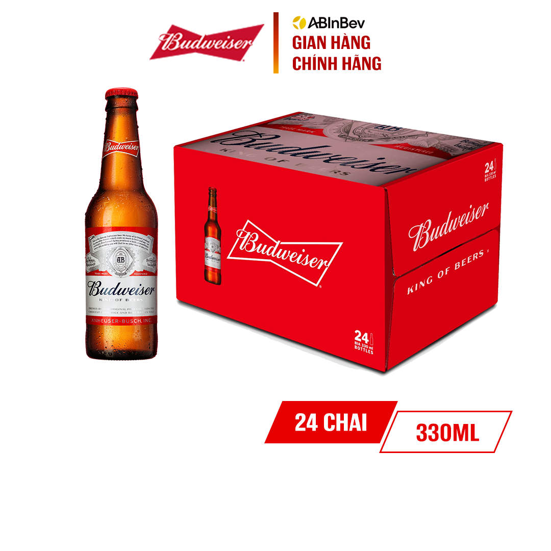 [ĐẶT HÀNG HỎA TỐC ĐỂ KHÔNG BỂ VỠ] Combo 2 Lốc 12 Chai Bia Budweiser Chính Hãng (330ml/Chai) [Date 8.2025 / 9.2025]