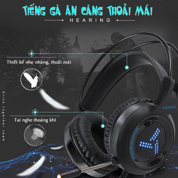 Tai Nghe Game Thủ V2000 (7.1 Virtual Surround Sound) Chơi PUBG LOL