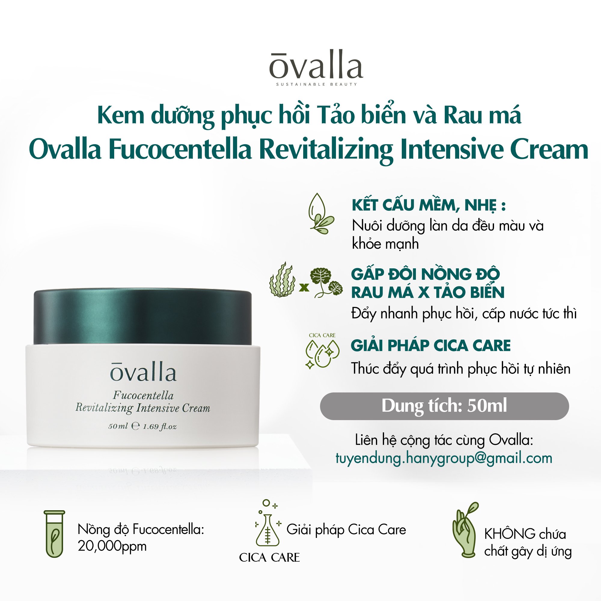 Kem Dưỡng Phục Hồi Ovalla Fucocentella Revitalizing Intensive Cream