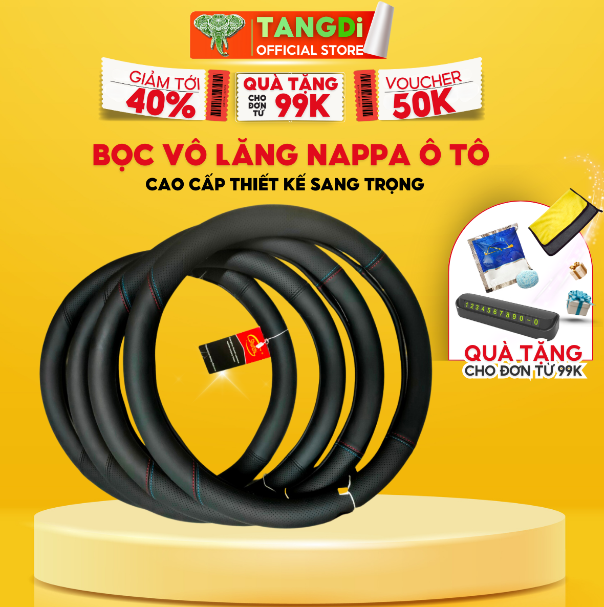 Bọc vô lăng Nappa ô tô cao cấp TANGDi thiết kế sang trọng dành riêng cho xe hơi