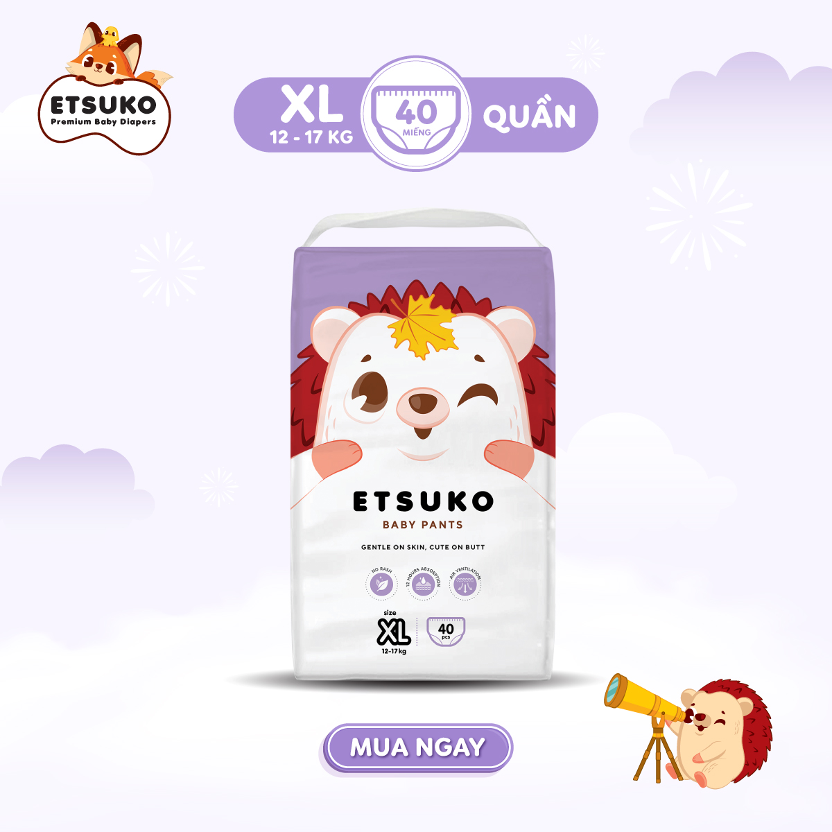 Tã quần etsuko size xl 40 pcs