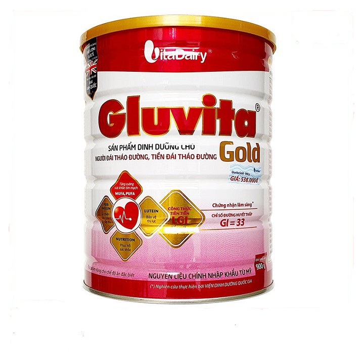 Sữa Bột Dinh Dưỡng Gluvita Gold lon 900g Dành Cho Người Bệnh Tiểu Đường