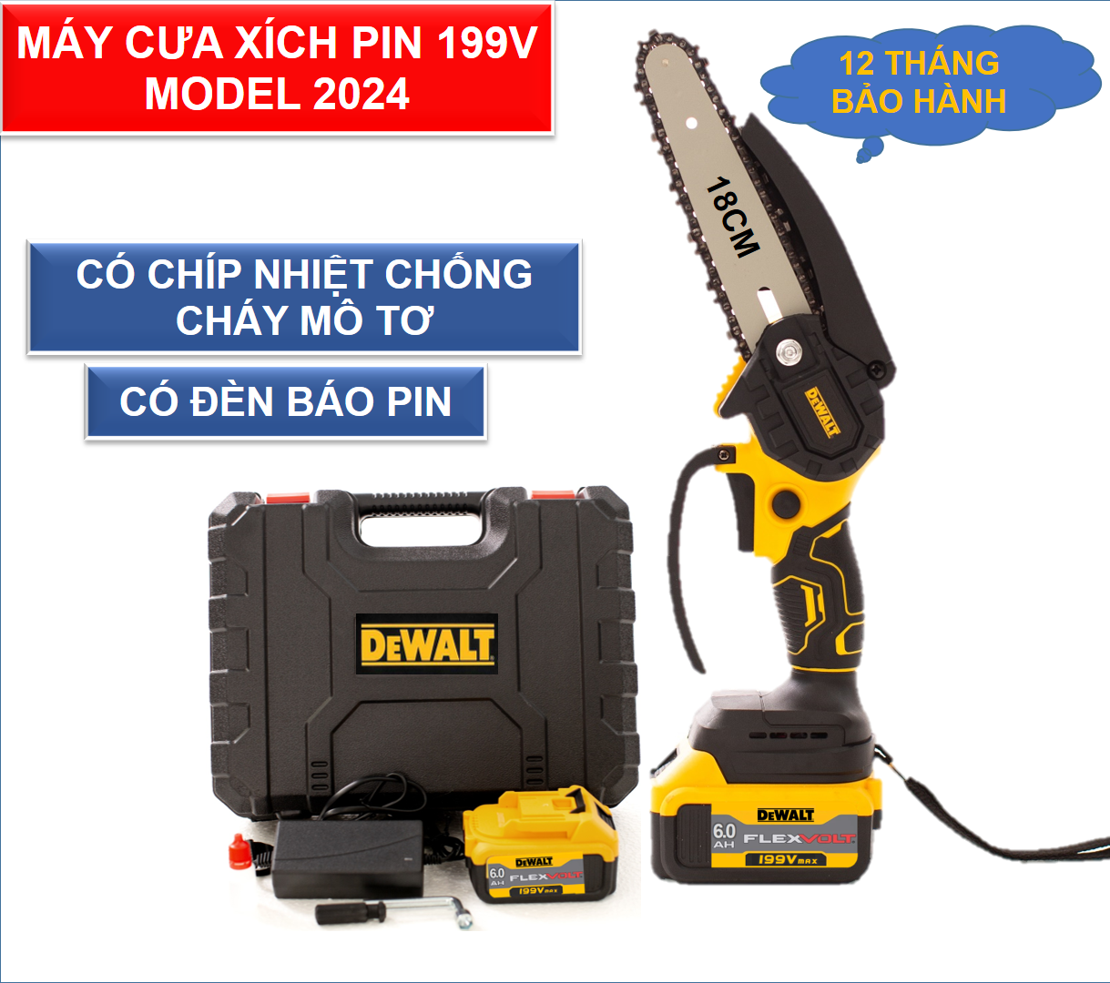 Máy Cưa Xích Pin | Máy Cưa Xích Cầm Tay Mini | Cắt Cây | Cắt Cành | Tỉa Cây Cảnh