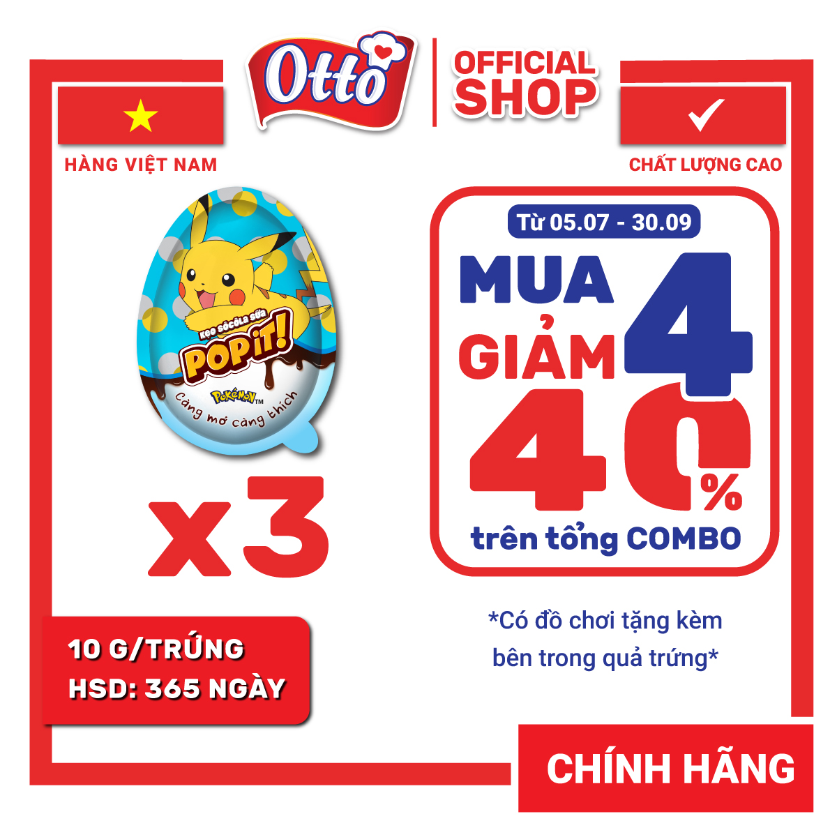 Combo 3 cái kẹo trứng socola sữa popit 240 pokemon phạm nguyên | socola | đồ ăn vặt