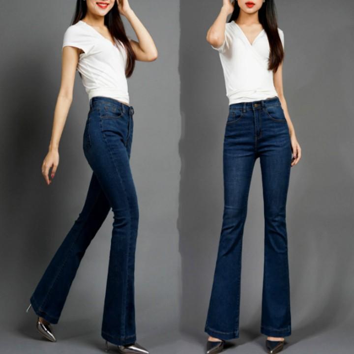 [HCM]Quần ống bass xanh đen râu mèo thoáng khí mềm mại che khuyết điểm