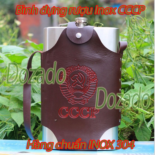 Bình đựng rượu inox CCCP kèm bao da 2 lít