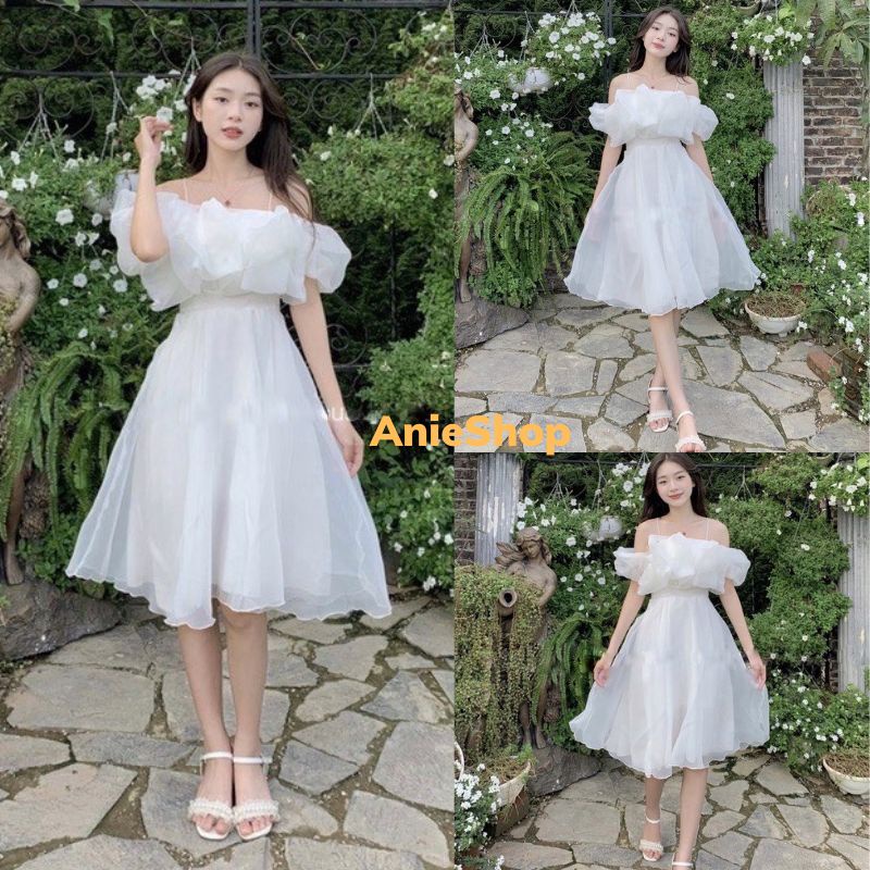 Váy trễ vai bèo ngực dáng xoè ,đầm trắng bèo ngực tiểu thư sang chảnh ulzzang hàn quốc ,chất thô mềm THOITRANGNU_QC9X đầm nữ chụp kỹ yếu ,váy trắng học sinh ,đầm babydoll bèo ngực ,váy trễ vai bèo ngực ,đầm trễ vai dáng xoè