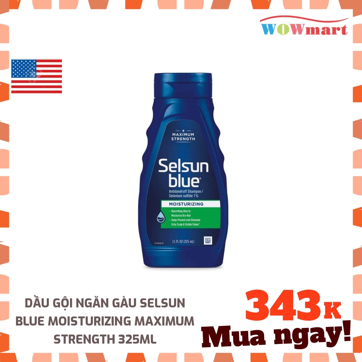 Dầu gội ngăn gàu Selsun Blue Moisturizing Maximum Strength 325ml