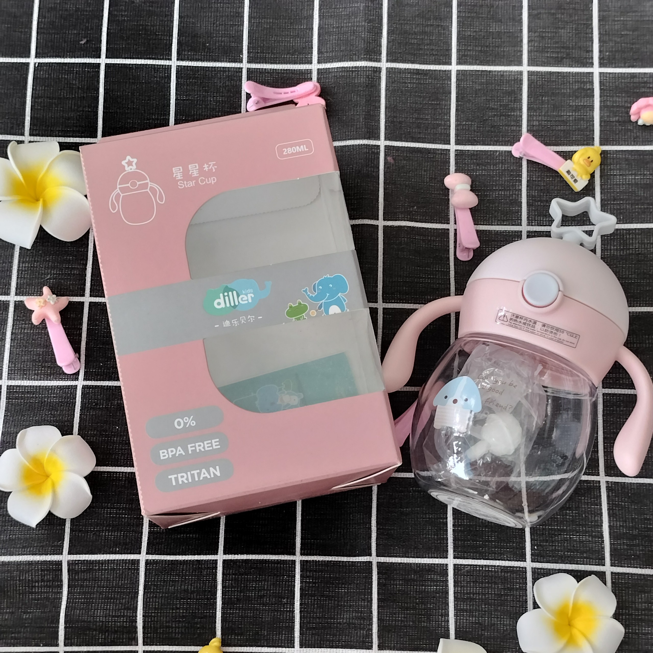 Bình tập uống nước diller 280ml bình tập uống bình siêu cute