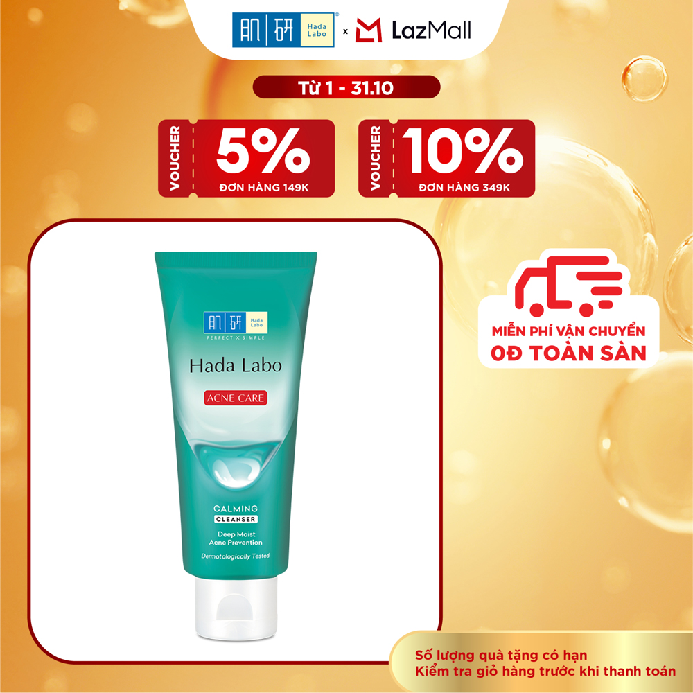 Sữa rửa mặt Hada Labo cho da dầu mụn, da nhạy cảm Hada Labo Acne Care Calming Cleanser 80g