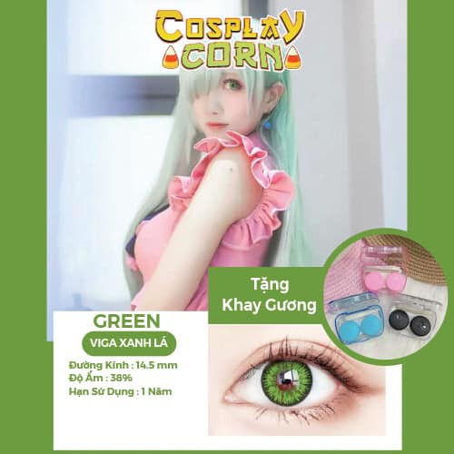 Lens hóa trang halloween viga - 1 cặp Contac lens Cosplay- kính áp tròng cos play đỏ/xanh/vàng từ 0 đến 8 độ (có lẻ màu)