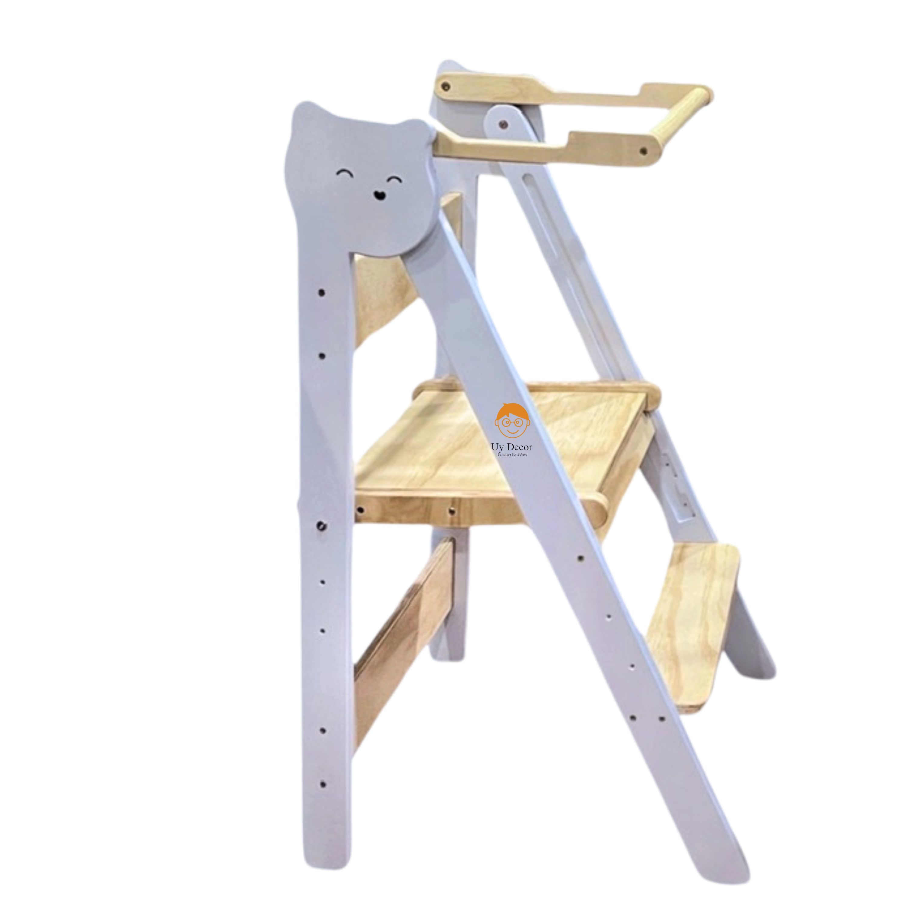 Ghế đứng bếp cho bé gấp gọn, ghế đứng cho bé rửa tay Standing Tower, tháp hỗ trợ Uydecor gỗ nhập khẩu - 2