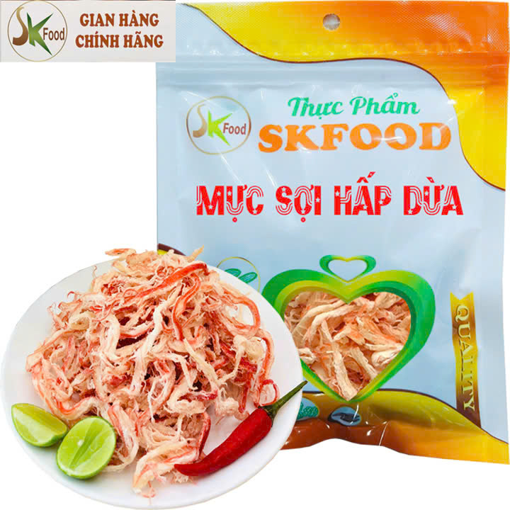 KHÔ MỰC XÉ SỢI HẤP NƯỚC DỪA - TÚI ZIP 100G ( MÓN ĂN VẶT GIÁ RẺ)