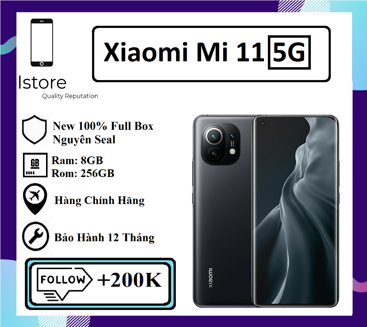 [HCM][Trả góp 0%]Điện Thoại Xiaomi Mi 11 5G - 8GB|256GB - Hàng Chính Hãng