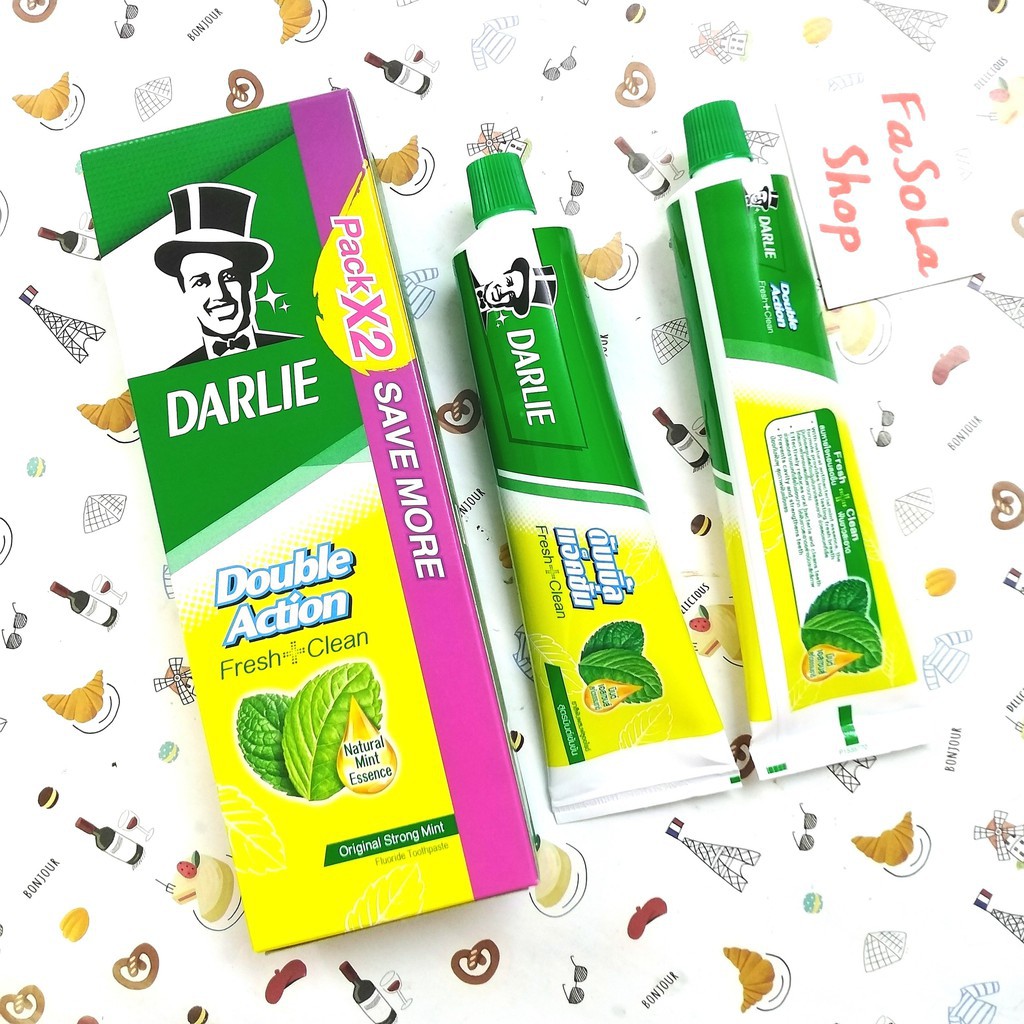 Combo 2 tuýp kem đánh răng darlie ông già thái lan hộp 2 tuýp 170g